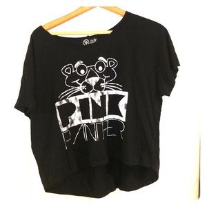 Pink Panther off-the-shoulder crop top